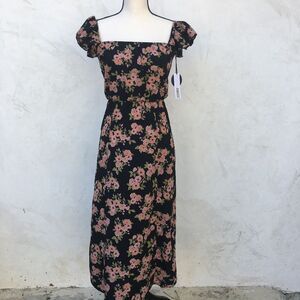 Amuse Society Sweeter Than You Black Flower Dress Size S
